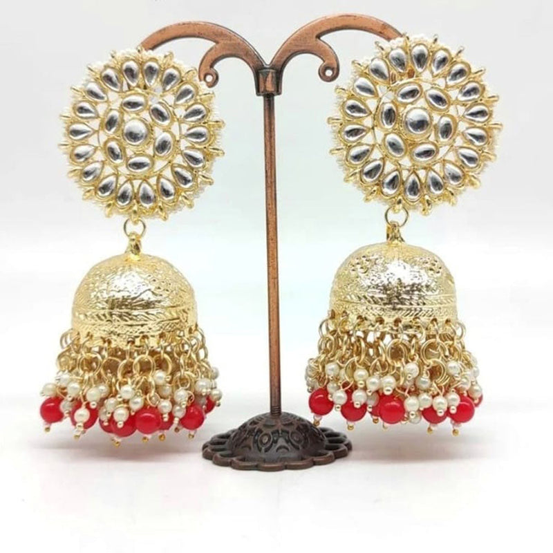 Manisha Jewellery Gold Plated Kundan Stone And Pearls Jhumki Earrings