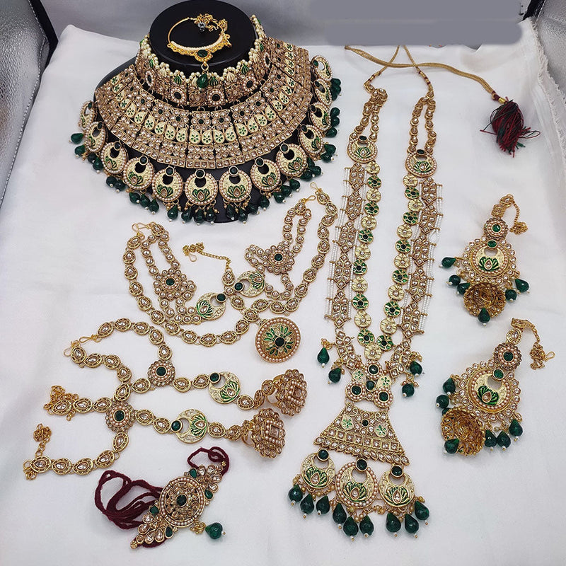 Manisha Jewellery Gold Plated Kundan Stone And Meenakari Bridal Set