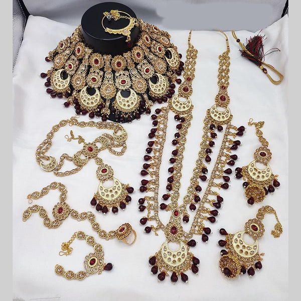 Manisha Jewellery Gold Plated Kundan Stone And Meenakari Bridal Set