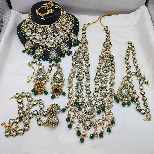 Manisha Jewellery Gold Plated Kundan Stone And Meenakari Bridal Set