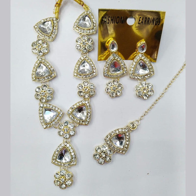 Manisha Jewellery Gold Plated Austrian Stone And Crystal Stone Necklace Set