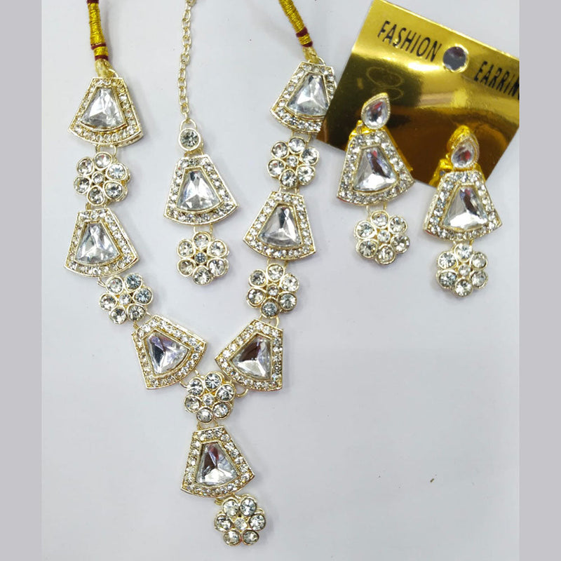 Manisha Jewellery Gold Plated Austrian Stone And Crystal Stone Necklace Set