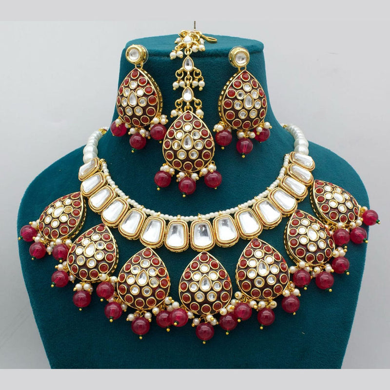 Manisha Jewellery Gold Plated Kundan Stone And Meenakari Necklace Set