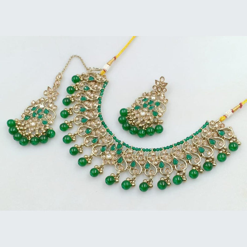 Manisha Jewellery Gold Plated Crystal Stone And Beads Pearls Necklace Set