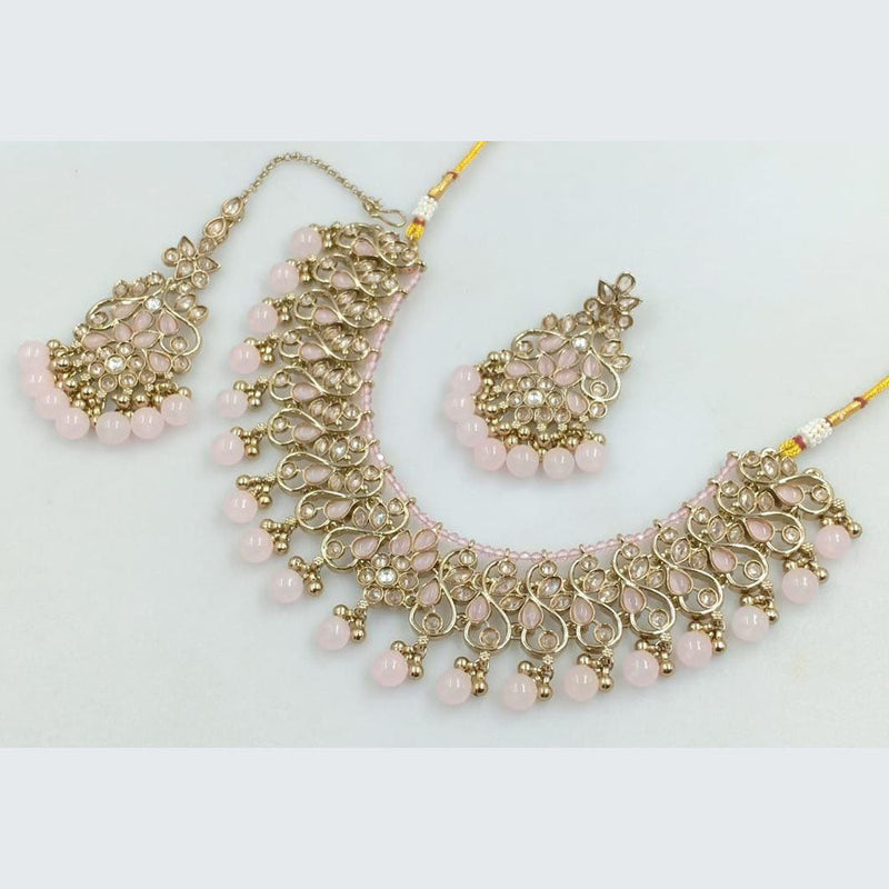 Manisha Jewellery Gold Plated Crystal Stone And Beads Pearls Necklace Set