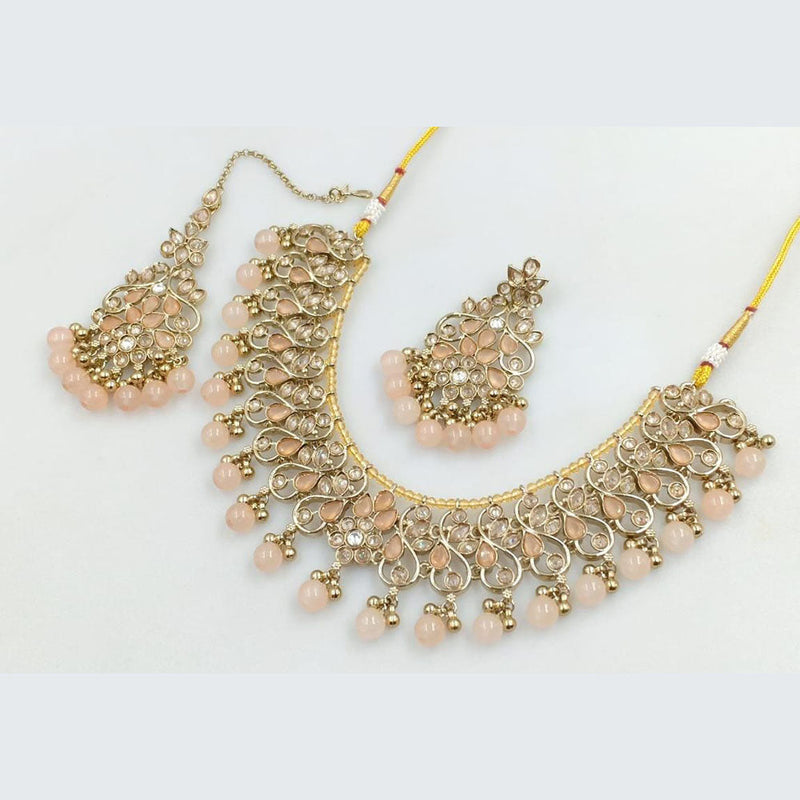 Manisha Jewellery Gold Plated Crystal Stone And Beads Pearls Necklace Set