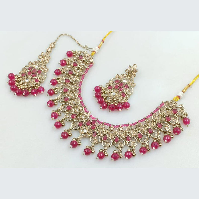 Manisha Jewellery Gold Plated Crystal Stone And Beads Pearls Necklace Set