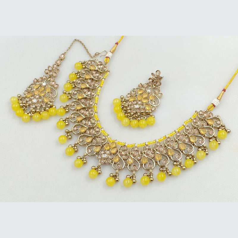 Manisha Jewellery Gold Plated Crystal Stone And Beads Pearls Necklace Set