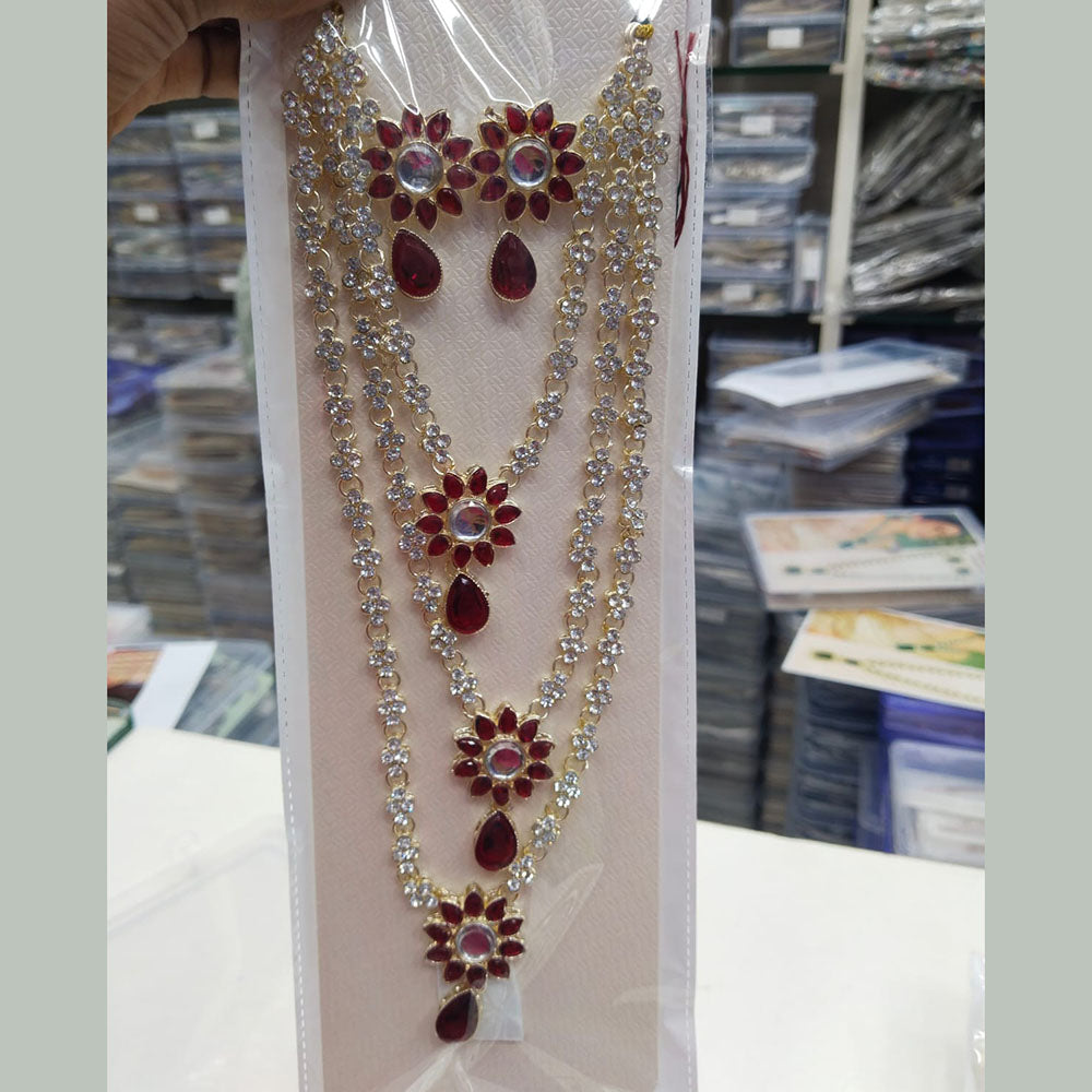 Manisha Jewellery Gold Plated Austrian Stone Multi Layer Necklace Set
