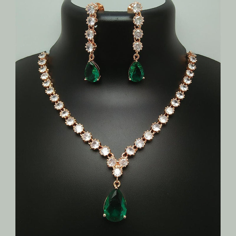 Manisha Jewellery Rose Gold Plated Crystal Stone Necklace Set