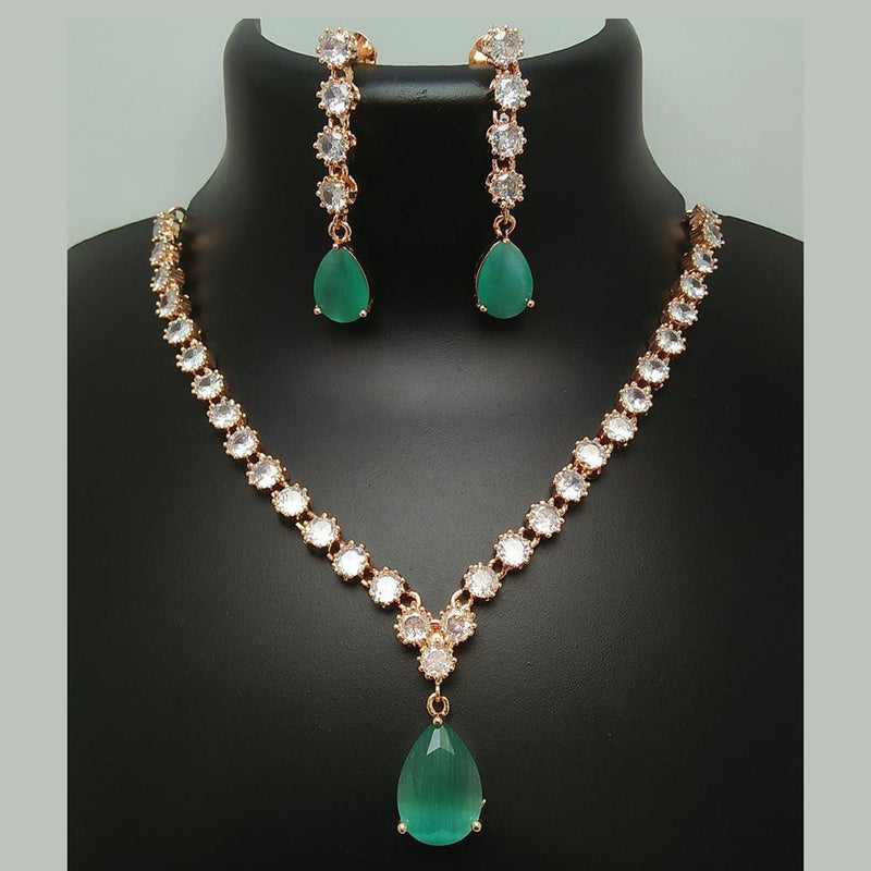 Manisha Jewellery Rose Gold Plated Crystal Stone Necklace Set