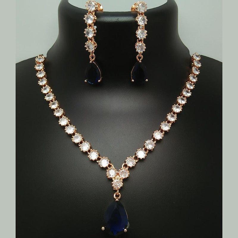 Manisha Jewellery Rose Gold Plated Crystal Stone Necklace Set