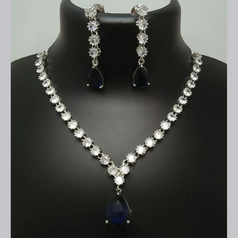 Manisha Jewellery Silver Plated Crystal Stone Necklace Set