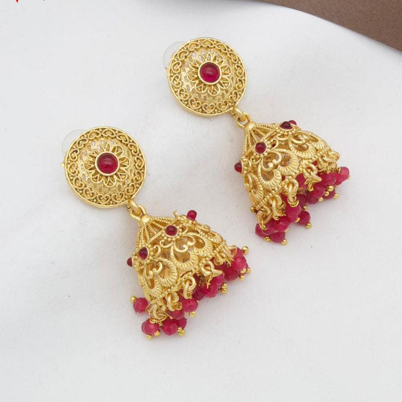 Manisha Jewellery Gold  Plated Pota Stone And Pearls Jhumki Earrings