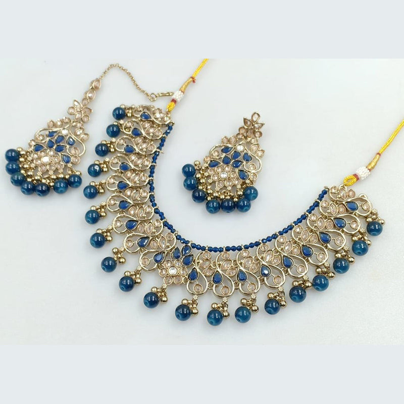 Manisha Jewellery Gold Plated Crystal Stone And Beads Necklace Set