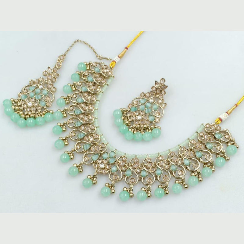 Manisha Jewellery Gold Plated Crystal Stone And Beads Necklace Set