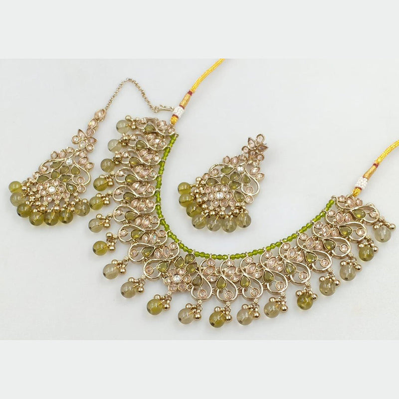 Manisha Jewellery Gold Plated Crystal Stone And Beads Necklace Set