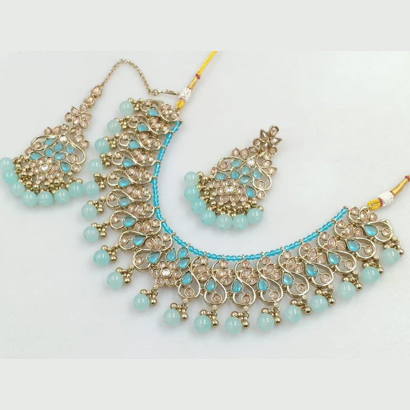 Manisha Jewellery Gold Plated Crystal Stone And Beads Necklace Set