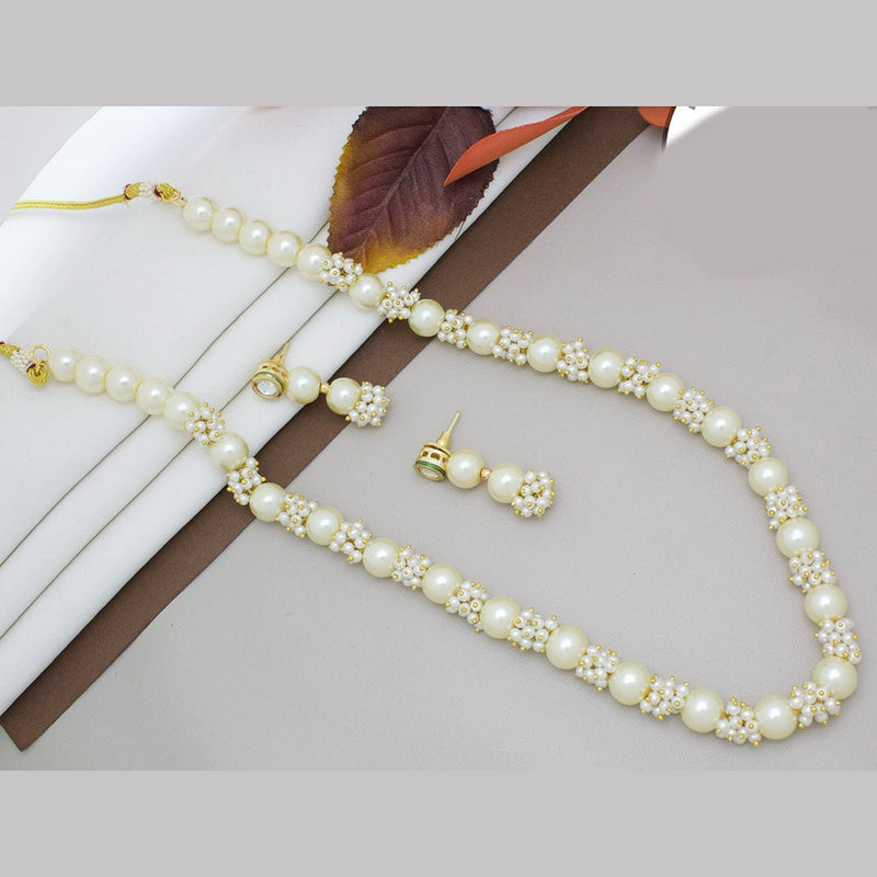 Manisha Jewellery Gold Plated Pearls And Beads Long Necklace Set