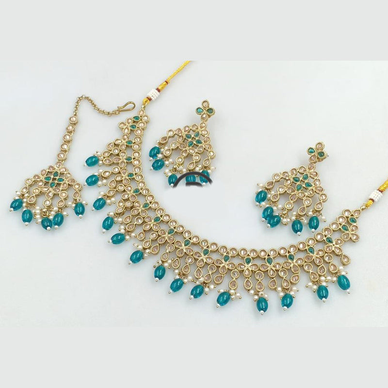 Manisha Jewellery Gold Plated Crystal Stone And Beads Necklace Set