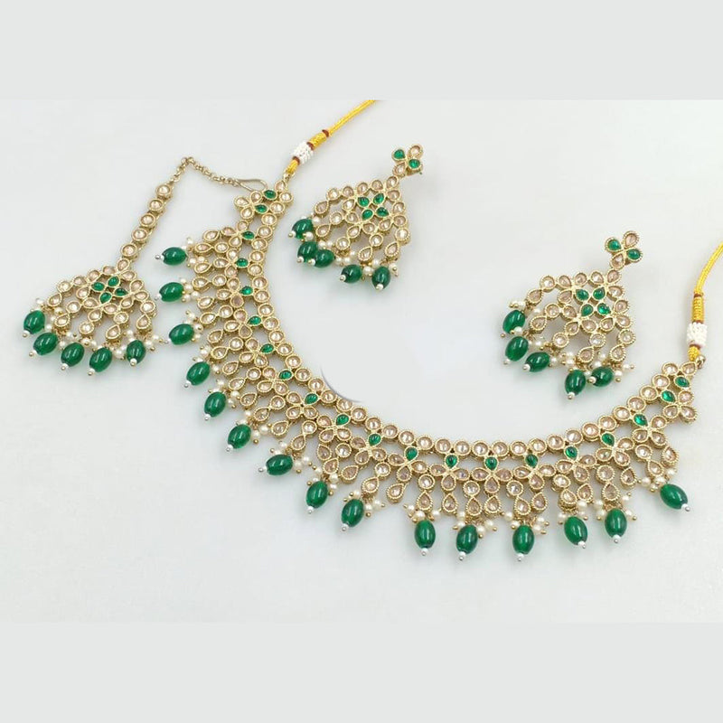 Manisha Jewellery Gold Plated Crystal Stone And Beads Necklace Set