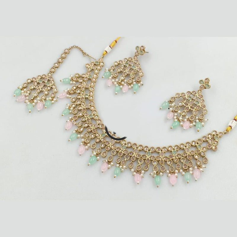 Manisha Jewellery Gold Plated Crystal Stone And Beads Necklace Set