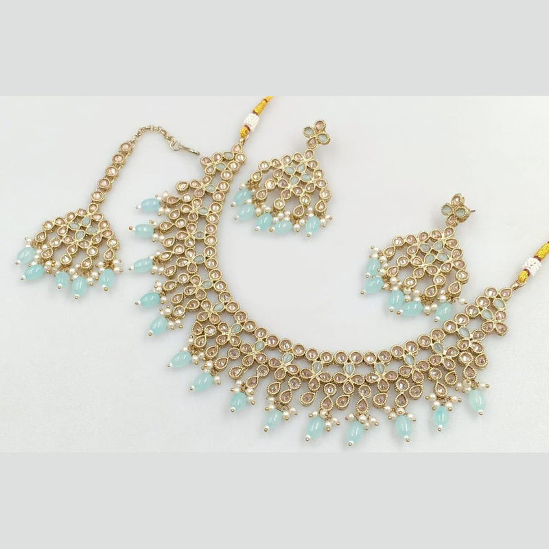 Manisha Jewellery Gold Plated Crystal Stone And Beads Necklace Set