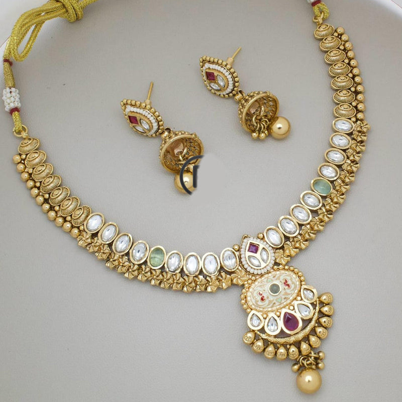 Manisha Jewellery Gold Plated Pota Stone Necklace Set