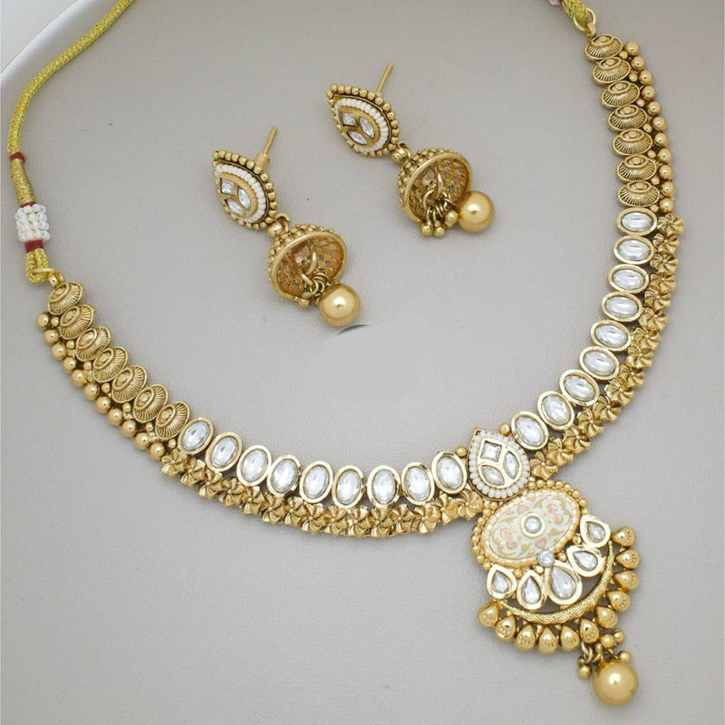 Manisha Jewellery Gold Plated Pota Stone Necklace Set