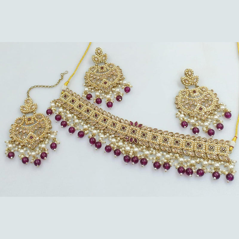 Manisha Jewellery Gold Plated Crystal Stone And Beads Necklace Set