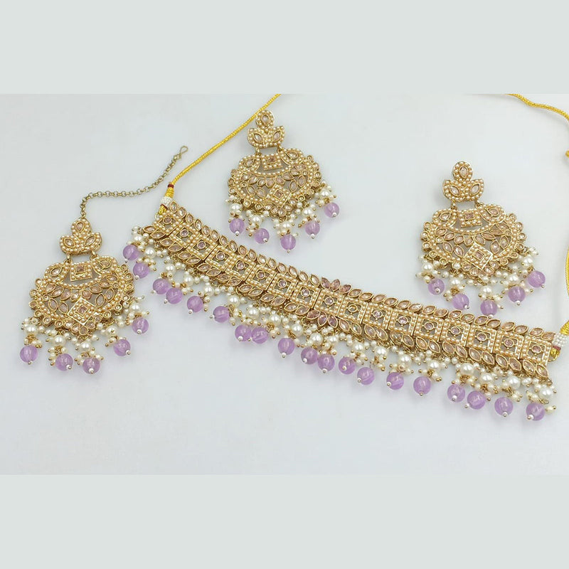 Manisha Jewellery Gold Plated Crystal Stone And Beads Necklace Set