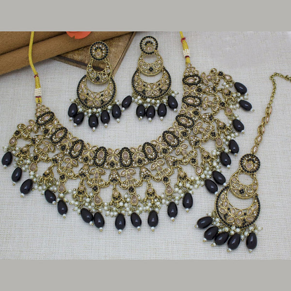 Manisha Jewellery Gold Plated Crystal Stone And Beads Necklace Set