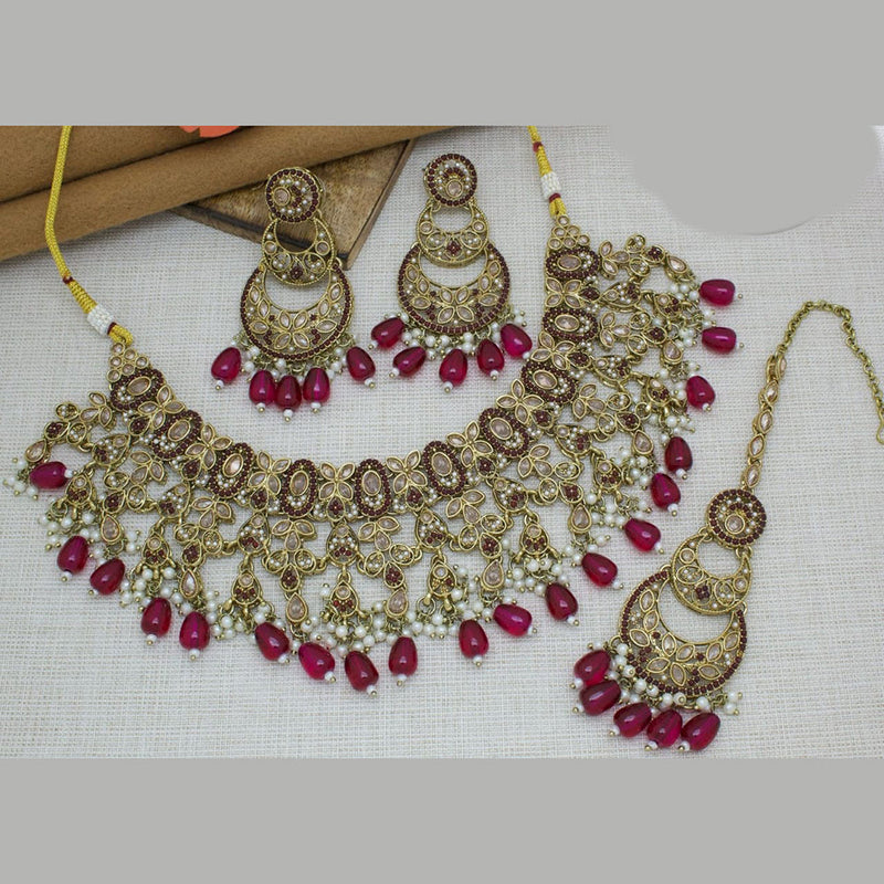 Manisha Jewellery Gold Plated Crystal Stone And Beads Necklace Set