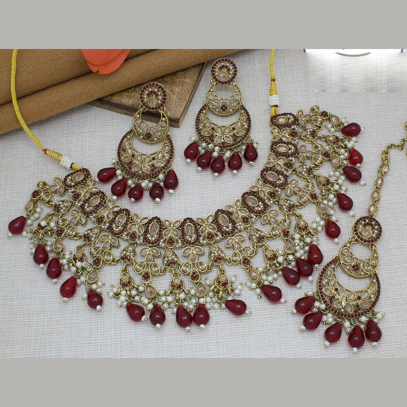 Manisha Jewellery Gold Plated Crystal Stone And Beads Necklace Set