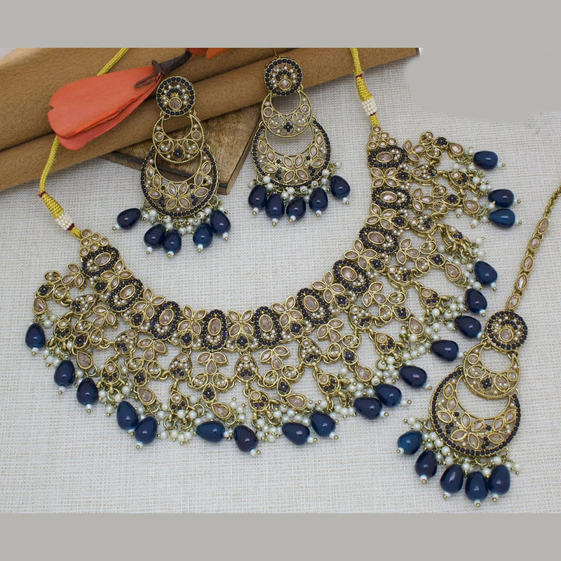 Manisha Jewellery Gold Plated Crystal Stone And Beads Necklace Set