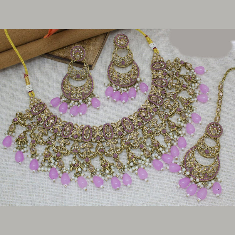 Manisha Jewellery Gold Plated Crystal Stone And Beads Necklace Set