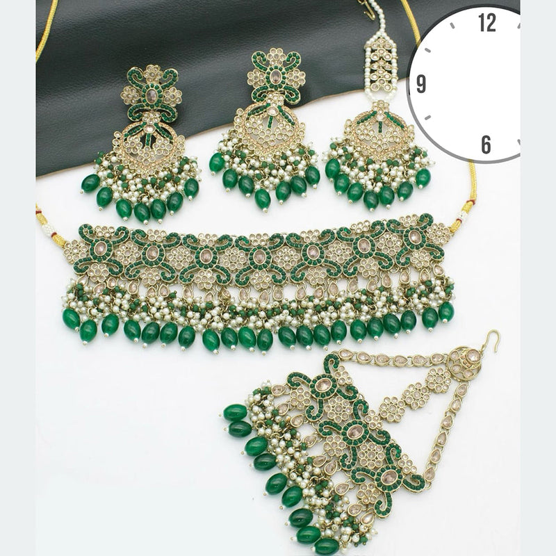 Manisha Jewellery Gold Plated Crystal Stone And Beads Necklace Set