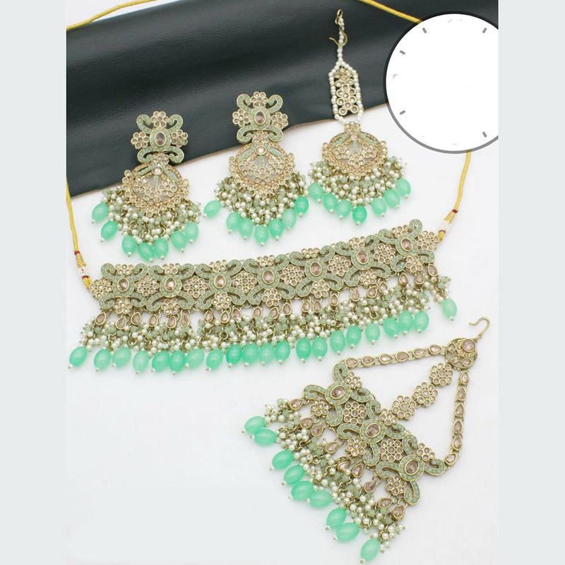 Manisha Jewellery Gold Plated Crystal Stone And Beads Necklace Set