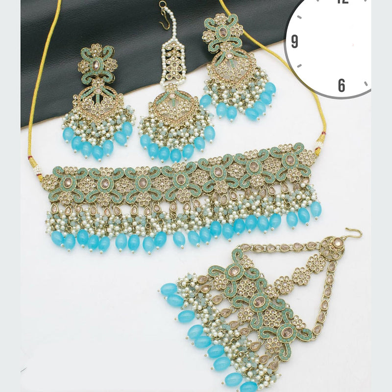 Manisha Jewellery Gold Plated Crystal Stone And Beads Necklace Set