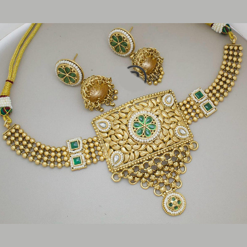 Manisha Jewellery Gold Plated Pota Stone Choker Necklace Set