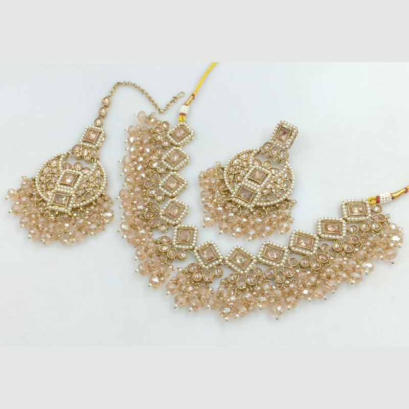 Manisha Jewellery Gold Plated Crystal Stone And Beads Necklace Set