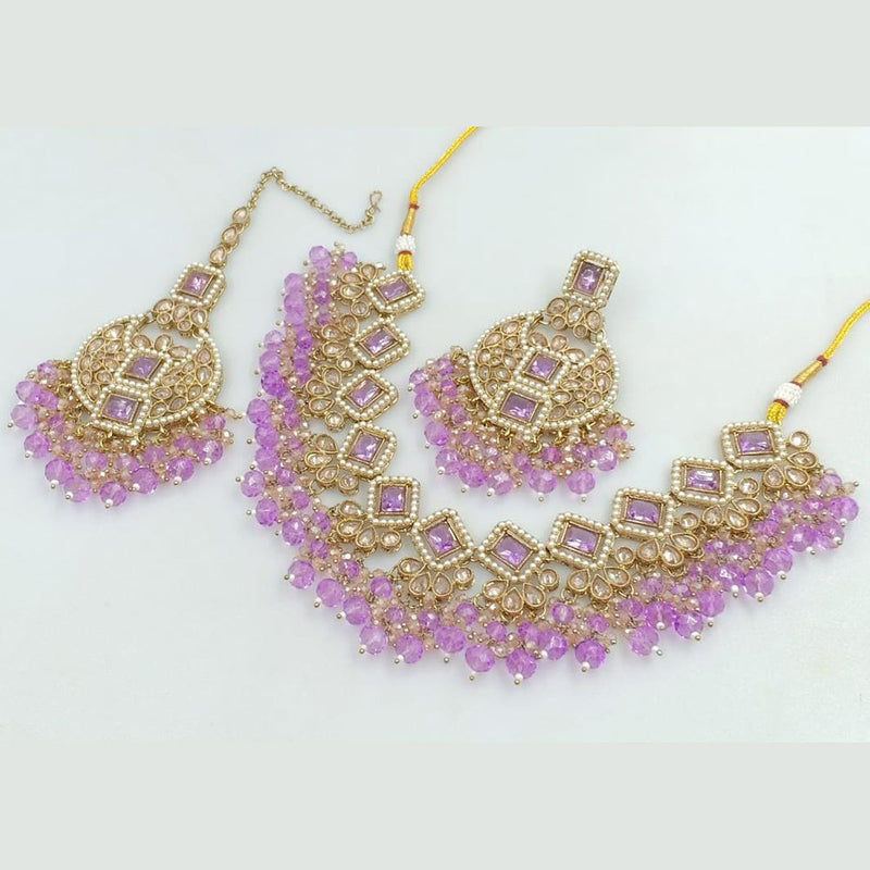 Manisha Jewellery Gold Plated Crystal Stone And Beads Necklace Set