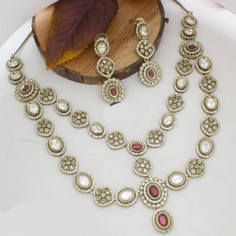 Manisha Jewellery Gold Plated Austrian Stone Double Layer Necklace Set