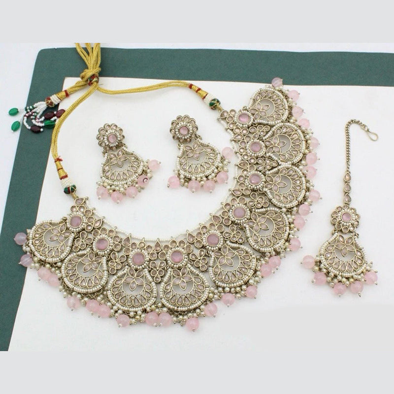 Manisha Jewellery Gold Plated Crystal Stone And Beads Necklace Set