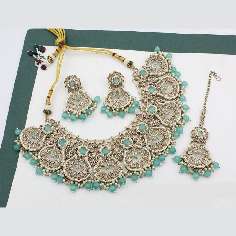 Manisha Jewellery Gold Plated Crystal Stone And Beads Necklace Set