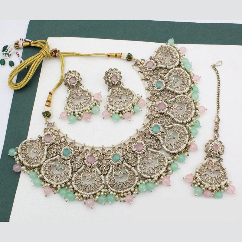 Manisha Jewellery Gold Plated Crystal Stone And Beads Necklace Set