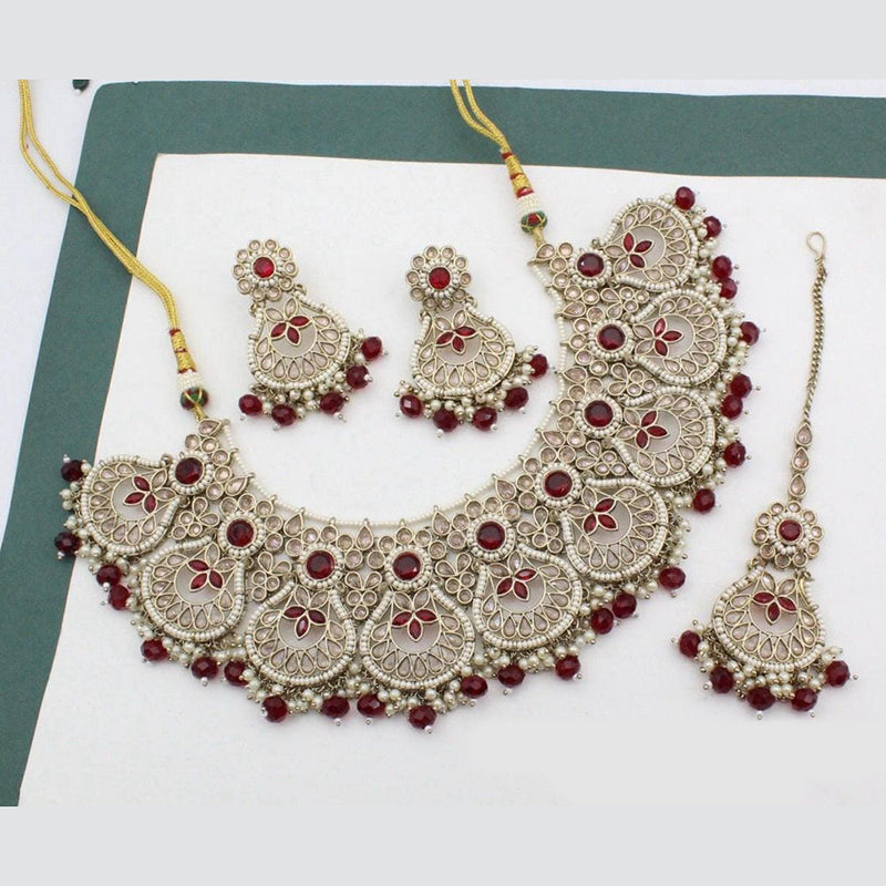 Manisha Jewellery Gold Plated Crystal Stone And Beads Necklace Set