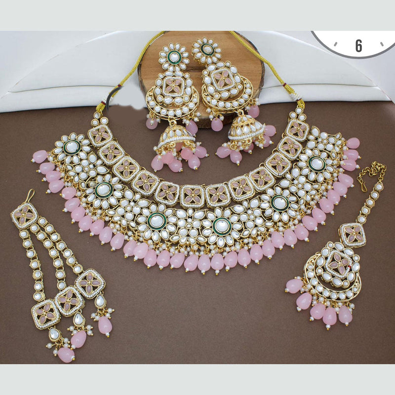 Manisha Jewellery Gold Plated Kundan Stone And Beads Necklace Set