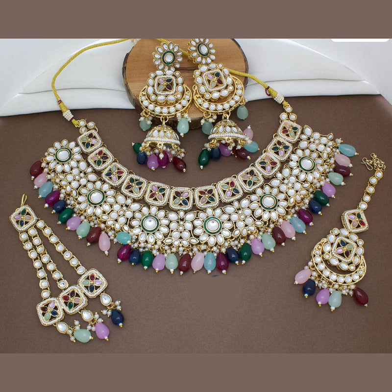 Manisha Jewellery Gold Plated Kundan Stone And Beads Necklace Set