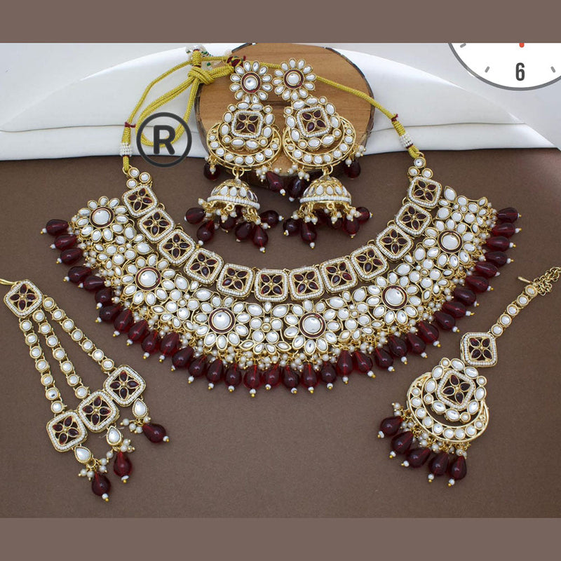 Manisha Jewellery Gold Plated Kundan Stone And Beads Necklace Set